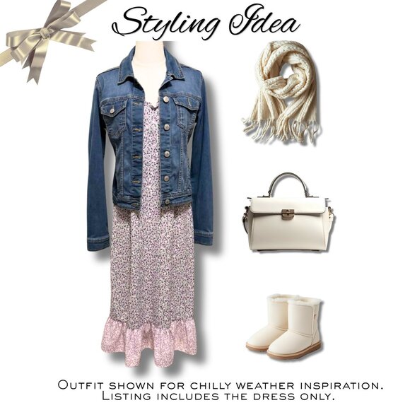 French Connection Enora Vernoa Lilac Bustier Floral Ruffle Midi Dress Size 6 - Picture 2 of 10